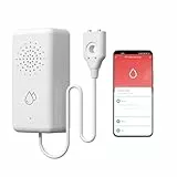 BSEED Smart Wassermelder kein Hub erforderlich, WLAN Wassersensor mit Fernalarmierung, IP65, Smart Life/ Tuya App-Steuerung, Wasseralarm für Küchen, Keller und Badezimmer, 1 Stück
