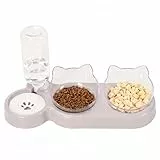 3-in-1 Katze Futternapf und Wassernapf Set, Katzennapf 3er Set, Doppel-Katzennäpfe mit Wasserspender für Haustiere, Futternapf und Wassernapf für Katzen und Kleine Hunde