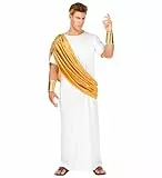 W WIDMANN MILANO Party Fashion - Cäsar Kostüm Herren, Römer Outfit Set mit Toga, Lorbeerkranz und Armschonern für Karneval