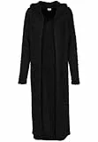 Urban Classics Damen Ladies Hooded Feather Cardigan Strickjacke, per Pack Schwarz (Black 7), Large (Herstellergröße: L)