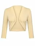 Gyabnw Bolero Damen 3/4 Ärmel Jacke Elegant Damen Cardigan Strickjacke Kurz Tops Jäckchen Oberteile A-Aprikose,M