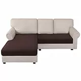 BellaHills Sofa Überwürfe Sitzkissen Bank, Superweicher Elastische Sofa Abdeckung mit Elastischem Boden, Universal Elastisch Sofa Überzug, 2 Sitzer + Chaiselongue, Braun