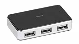 Vivanco USB 2.0 HUB (4-Port aktiv, Metallgehäuse, inkl. Netzteil) schwarz/silber