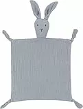 ZIGJOY Schmusetuch Schnuffeltuch mit Hase-Köpfchen Kuscheltuch Musselin Babydecke Komfort für Neugeborene Babys und Kleinkinder ab 0+ Monaten Geschenk zur Geburt für Junge und Mädchen grau