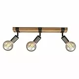 BRILONER - Deckenlampe Vintage schwenkbar, Holzbasis, E27 Fassung, max. 25 Watt, Deckenleuchte, Lampe, Wohnzimmerlampe, Schlafzimmerlampe, Küchenlampe, Deckenstrahler, 48x10x9 cm, Holz-Schwarz
