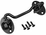 3 Inch Edelstahl Sturmhaken mit öse Klein Türriegel Schwarz Matt Riegel Tür Sturmhaken Fensterhaken mit 4Stk Montage Schrauben Torhaken Türhaken Sturmhaken Kabinenhaken Torhakenschloss für Garagentor
