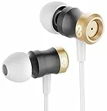 conecto In-Ear Kopfhörer Ohrhörer Kopfhörersystem mit Mikro - ultraleichtes Design-Aluminiumgehäuse, lärmdämmende Ohrpassstücke (S, M, L), Aramid-verstärktes Kabel (1,2m), vergoldete Stecker, Gold