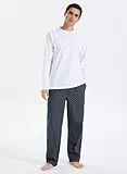 Calvin Klein Herren Pyjama-Set mit Rundhalsausschnitt, Mehrfarbig (Classic White Top W/Bijou Modern C), S