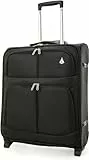 Aerolite 56x45x25 Trolley Koffer easyJet, British Airways, Jet2, Wizz Air Maximum Höchstbetrag 2 Rollen 60L Leichte Handgepäck Bordgepäck Kabinentrolley Reisekoffer Gepäck, 10 Jahre Garantie Schwarz