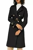 Orolay Damen Übergangsmantel 3/4 Länge Doppelreihiger Trenchcoat Revers Jacke mit Gürtel - Eleganter Mantel Schwarz L