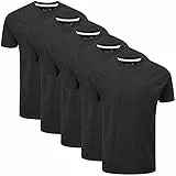 Charles Wilson 5er Packung Einfarbige T-Shirts mit Rundhalsausschnitt (Large, Plain Black)