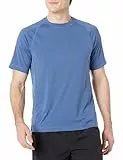 Amazon Essentials Herren Schmal Geschnittenes, Kurzärmeliges, Schnelltrocknendes UPF 50-Bade-T-Shirt, Blau, L