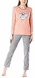 Merry Style Damen Lang Zweiteiliger Schlafanzug aus Baumwolle Pyjama Set Winter MS10-169 (Lachs Grau/Schafe, M)