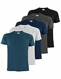 ALPIDEX Herren T-Shirts 5er Set Rundhals einfarbig S M L XL XXL 3XL 4XL 5XL, Größe:XL, Farbe:Water