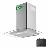 CIARRA CBCS6506B A+++ Dunstabzugshaube 60cm Umluft 650m³/h mit CBCF004 Aktivkohlefilter Abluft Wandhaube aus silber Edelstahl Glas LED Beleuchtung Wandabzugshaube Abzugshaube