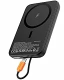 AsperX Magnetische Powerbank für MagSafe,10000mAh Power Bank 22.5W PD USB-C Kabel Schnellladen,Kabellos Wireless Ladegerät mit LED-Display, Kompatibel mit iPhone 17/16/15/14/13/12 Serie