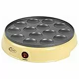 Bestron Poffertjes Maker im Retro Design, Mini Pfannkuchen Automat, mit Antihaftbeschichtung, Sweet Dreams, 800 W, Gelb