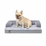 KSIIA Orthopädisches Hundebett Grosse Hunde, Hundekorb Bezug abnehmbar waschbar, Hundesofa Wasserdicht mit Rand, rutschfeste Unterseite, Grau, 88x55x15cm