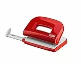 Novus E 210 Locher (10 Blatt Lochleistung, mit Anschlagschiene, für Haushalt und Heimbüro) rot glänzend