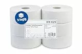 Hypafol Jumbo-Toilettenpapier perforiert, 6 Rollen, 3-lagig Zellstoff weiß, 24 cm Durchmesser, 6 cm Kerndurchmesser Mikrogeprägt, für Sanitärbereiche