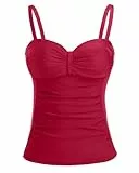 Talisea Damen-Tankini-Top mit Bügel, Bauchkontrolle, Badeanzug, Top, Push-Up-Badeanzug, Oberteil ohne Unterteil, Rot/Ausflug, einfarbig (Getaway Solids), XL