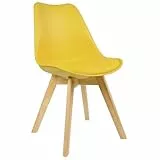 WOLTU Esszimmerstuhl mit Massivholz Beinen, Skandinavische Küchenstühle, Retro Design, Sitzfläche aus Kunstleder, bis 150 kg belastbar, Gelb