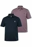 JP 1880 Herren große Größen Übergrößen Menswear L-8XL bis 7XL, Poloshirts, 2er-Pack, Piqué, Seitenschlitze, Regular Fit, Mauve 6XL 704317829-6XL