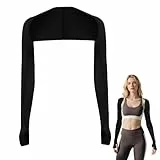 LQTSLFM Schutz Bolero Sommer, Armmanschette Kühlschal mit Fingerloch, Atmungsaktiv Armstulpen Eisseide, Flexibel Sonnenschutz Kleidung Damen für Sommer Radfahren Läuft Outdoor Aktivitäten (Schwarz)