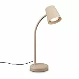 BRILONER - Schreibtischlampe mit Kabelschalter, schwenkbar, GU10, max. 9W, Tischlampe, Lampe, Nachttischlampe, Tischleuchte, Deko, Bürolampe, Leselampe Bett, Leselicht, 13x38,5 cm, Beige