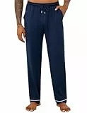 Crewhpo Pyjamahose Herren Baumwolle Schlafanzug Hosen Lang Einfarbige Nachtwäsche Stretch für Männer Schlafhose Relaxhose Sleepwear mit Taschen