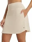 baleaf 18' Damen Rock Knielang Tenniskleid lang High Waisted Golf mit Taschen Sommer A-Linie Rock Khaki L