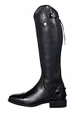 HKM -Julie Kids- Reitstiefel – Lederreitstiefel mit Reißverschluss, Sporenhalterung & Elastikeinsatz – Reitstiefel für Mädchen & Jungen lang/extra slim Schwarz Größe 38