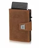 Marc Peter® Geldbörse Herren Leder, Portmonee Herren mit Münzfach & RFID Schutz, Slim Pop-up Kartenetui, Geldbeutel Herrens für 9-11 Karten ID-Fenster Geldscheinfach Smart Wallet for Men Bräune Hunter