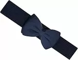 Ro Rox Vera 1950er Jahre Vintage Retro Pin-Up Breiten Elastischen Satinbogen Gürtel (Marine, L)