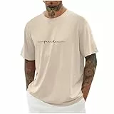 KOG T-Shirts für Herren Sommer T Shirts Kurzarm Shirt Grafik Oberteil Retro Baumwolle Oberteile Teenager T Shirt Fashion Tshirts Leicht Bekleidung Khaki L