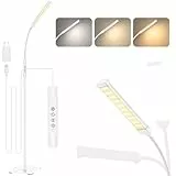 Mojimdo 120 LED Stehlampe, helle Stehlampen für Wohnzimmer, 3 Farbmodi & 10 Helligkeiten 3000K-6000K Standlicht, Schwanenhals Leselampe mit Touch Control für Schlafzimmer Büro