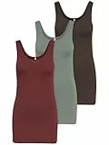 ONLY 3er Pack Damen Basic Tops Tank Top dunkel blau lang 15201465 Farb Mix 8 L