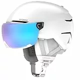 ATOMIC Savor Visor Stereo Skihelm mit Visier - White Heather - Größe S - Snowboard- & Ski-Helm mit Brille - 360° Fit System & Active Aircon Belüftungssystem - Holo Core für maximale Stoßdämpfung