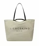 Liebeskind Berlin Shopper „Aurora“ – Große Canvas-Tasche mit Reißverschlussfach und Leder-Schulterriemen – Canvas Shopper Bag Women – Passend für Laptops bis 16 Zoll – Light Canvas Bag