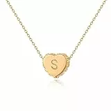 Jenosy Kette Damen Herz Kette mit Buchstaben Gold Personalisierte Kette mit Namen Zarte Kette Herz Buchstaben Anhänger für Mädchen 18K Vergoldete Namenskette Modeschmuck für Frauen und Mädchen