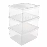 keeeper Aufbewahrungsboxen mit Air Control System, 3-teiliges Set, Höhe: 18 cm, 3 x 18 l, 39 x 33,5 x 18 cm, Bea, Transparent