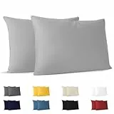 Dreamzie Kissenbezug 30x50 (Set mit 2) - 100% Jersey Baumwolle 150 g/qm Kissenbezüge -Grau - Für Kissenbezug 50x30 cm - Kissenhülle - Resistent und Hypoallergen
