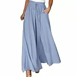 Modaworld Hosenrock Damen Lang Elegant Mit Weites Bein, Palazzo Hose Culotte Sommer Hohe Taille Mit Taschen Haremshose Sommerhose Bequem Leicht Und Luftig Für Freizeit, Strand Und Alltag