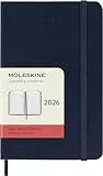 Moleskine Tagesplaner, Tagesagenda 2026 12 Monate, Mit Fester Einband und Elastischem Verschluss, Pocket-Format 9x14, Farbe Blau