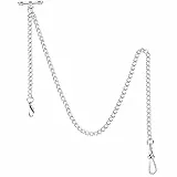 SIBOSUN Taschenuhr-Kette, Westenkette mit T-Stange für Weste, silberfarbene Uhrenkette, 56. T-Stange, Silber