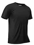 TACVASEN Funktionsshirt Herren UPF 50+ Sportshirt Kurzarm Atmungsaktiv Schnelltrocknendes Tshirt Sommer, Schwarz, L