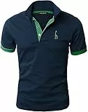 GNRSPTY Poloshirt Herren Kurzarm Polohemd Giraffe Stickerei Einfarbig T-Shirt S-XXL,Blau 3,XL