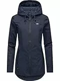 Ragwear Damen Übergangsjacke leichte Jacke Kurzmantel wasserdicht mit Verstellbarer Kapuze Zuzka Intl Navy024 Gr. M