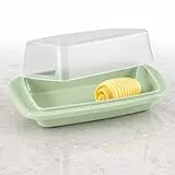 Butterdose Kunststoff Butterdose mit Deckel für 250g Butter spülmaschinenfest | BPA frei Butterbox für Kühlschrank mit Sichtstreifen rutschhemmender Sichtdeckel 2 teilig | butterdosen butter dish