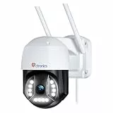 Ctronics 4K 8MP Überwachungskamera Aussen WLAN, 2,4GHz/5GHz Dualband WiFi PTZ IP Kamera Outdoor mit Personen-/Fahrzeugerkennung, Automatische Verfolgung, 355°/90° Schwenkbar, Farbnachtsicht, IP66